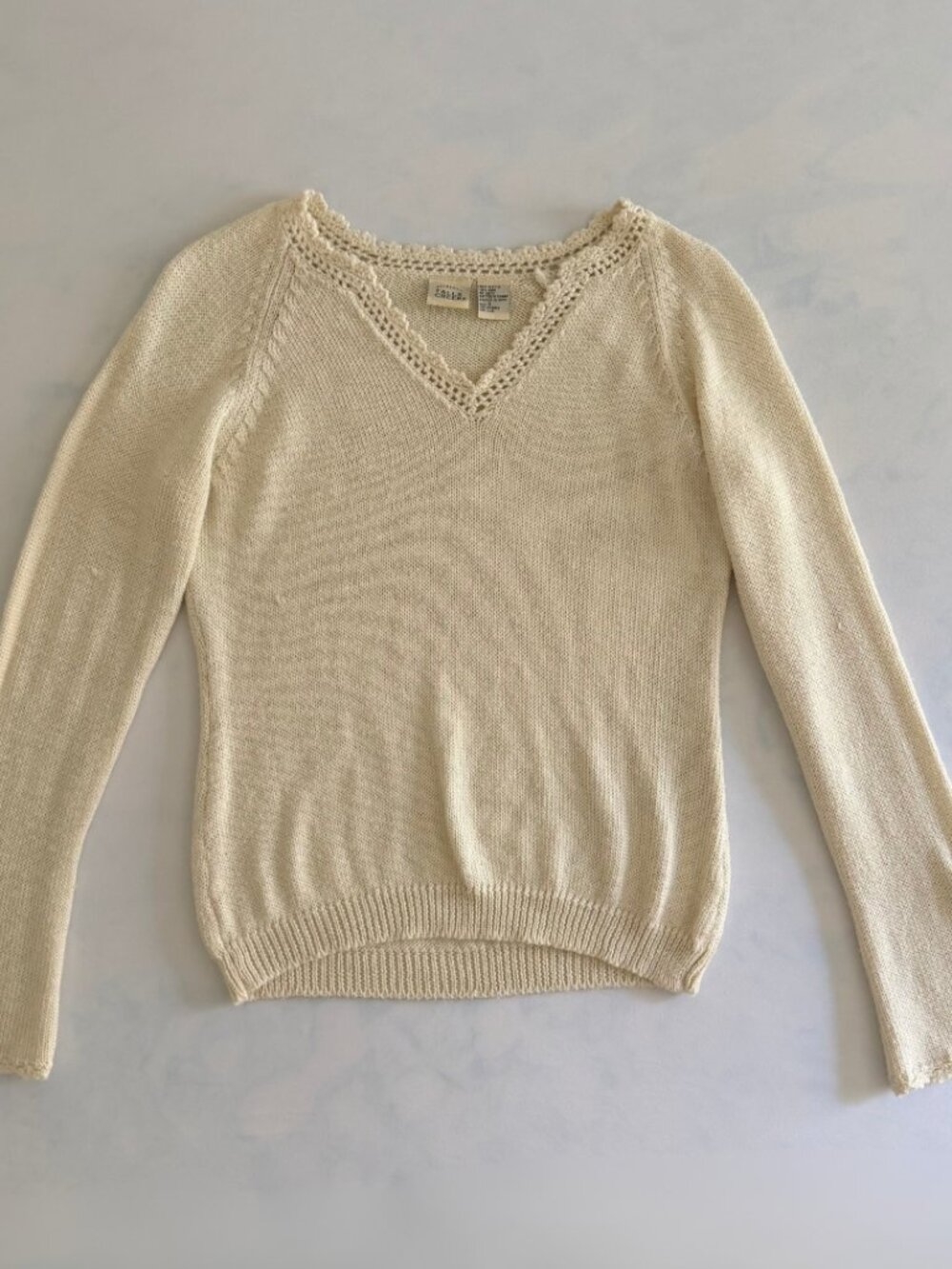 Falls Creek Cream Knit Lace Bell Sleeve Sweater